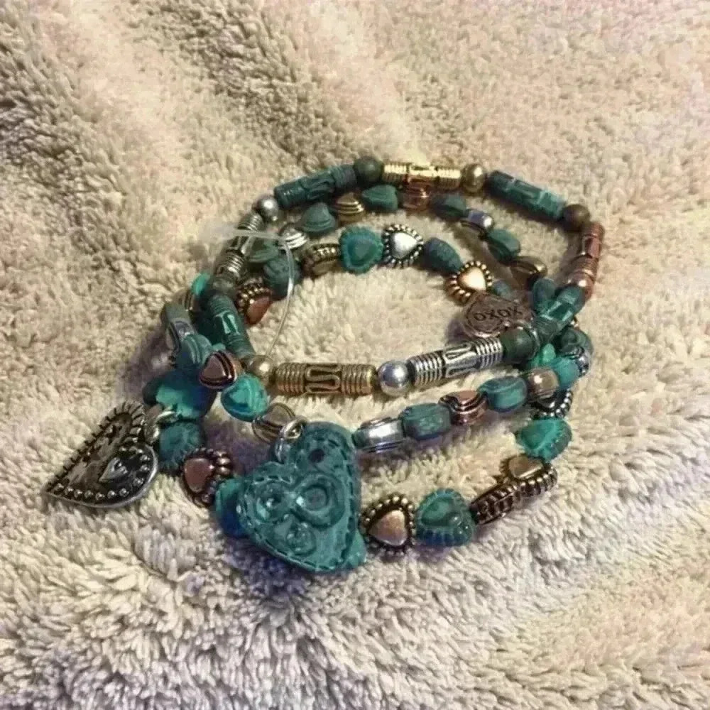 NEW*** Verdigris Copper Heart Charm Bracelet